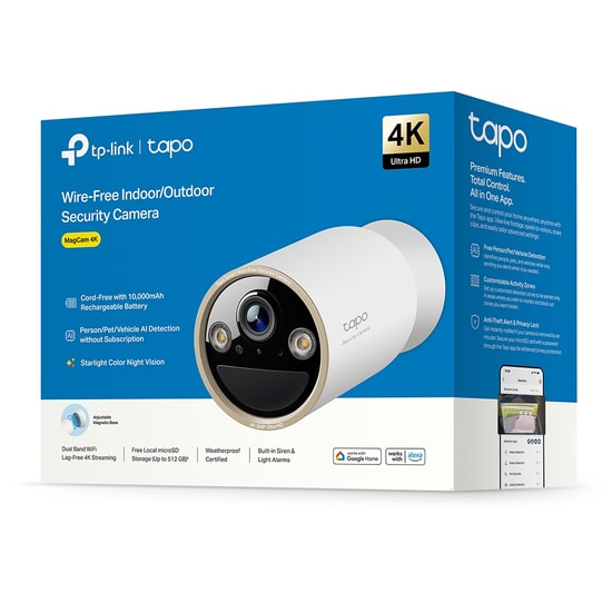 TP-Link Tapo C460 8MP 4K Kablosuz Dış Ortam Güvenlik Kamerası - 30m Gece Görüşü, Pilli, Hareket Algılama, Çift Yönlü Ses