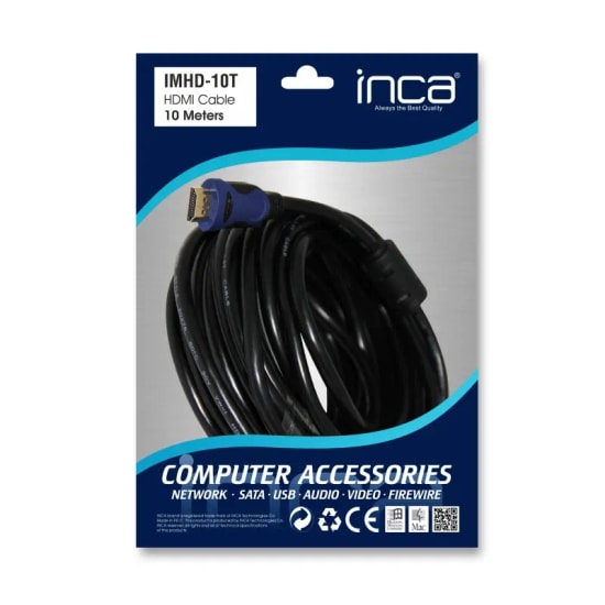 INCA IMHD-10T 10 Metre HDMI v1.4 Kablo - Altın Uçlu, 3D, 10 Metre, 2160p Desteği, Yüksek Hızlı Veri Aktarımı