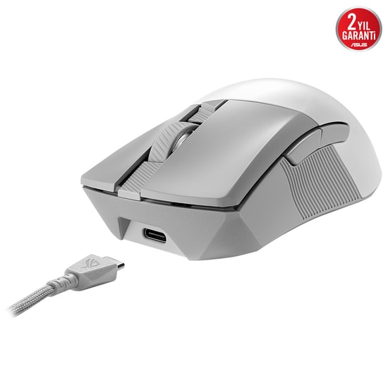 ASUS ROG Gladius III Wireless AimPoint V2 Beyaz Mouse (90MP02Y0-BMUA11) - 3600dpi, 6 Tuş, BT/2.4GHz, Değişebilir Switch