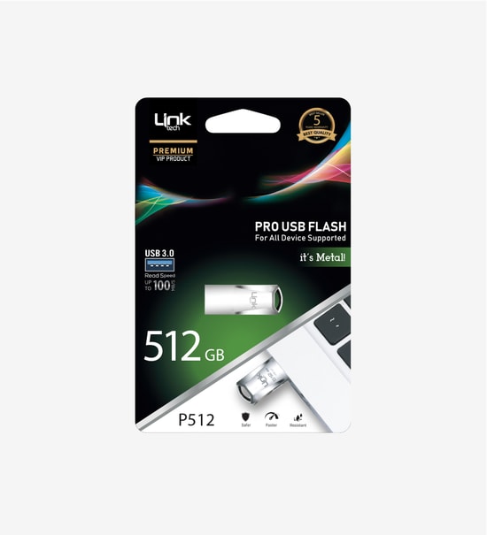 Linktech P512 Premium Pro 512GB USB 3.0 Metal Flash Bellek - LUF-P512, 100MB/s Okuma, 75MB/s Yazma, USB-A Flash Sürücü