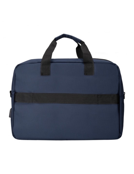 PLM Siena 15.6" Lacivert Notebook Çantası - Yırtılmaz Kumaş, Yanda USB Şarj Girişi, Darbe Emici Köpük Dolgu, Omuz Askısı