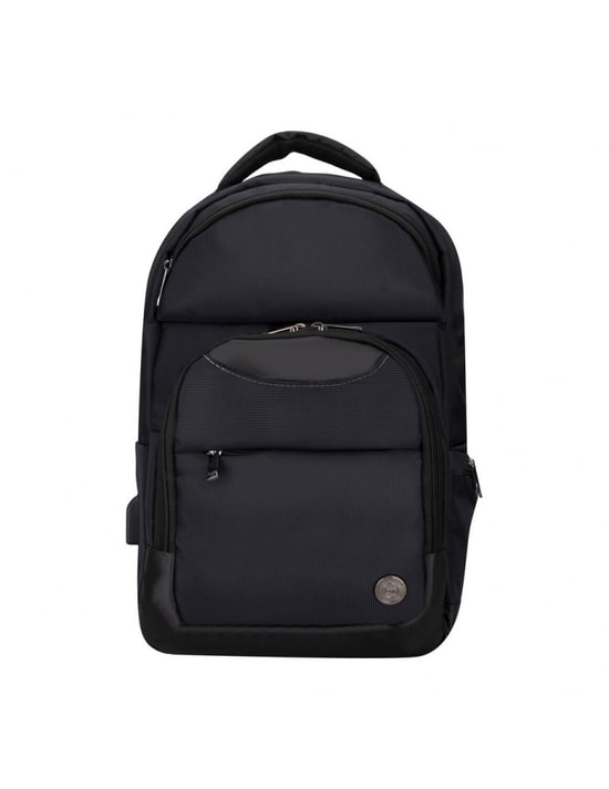 PLM Monza 15.6" Siyah Notebook Sırt Çantası - 3 Bölmeli, USB Girişli, Su Geçirmez Polyester, Yan Mataralık, Unisex