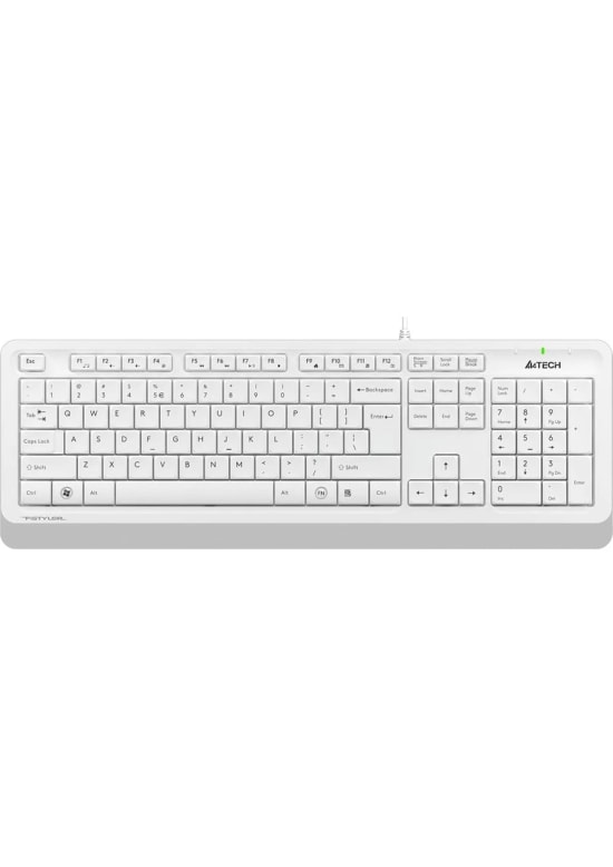 A4 Tech FK10-Q USB Kablolu Türkçe Q Düzen Beyaz Multimedya Klavye - Ergonomik Tasarım, Hızlı Tepki Süresi