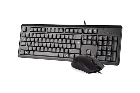 A4 Tech KR-9276 Siyah USB Kablolu Q Klavye Mouse Set - Türkçe FN Multimedya, 1000 DPI Optik Mouse, Suya Dayanıklı