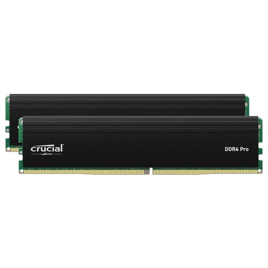 Crucial Pro 32GB (2x16GB) DDR4 3200MHz CL22 Soğutuculu UDIMM RAM (CP2K16G4DFRA32A) - 1.2V, Intel XMP 2.0, Siyah Bellek