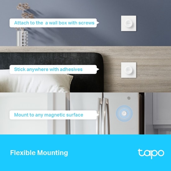 TP-Link Tapo S200D Akıllı Uzaktan Işık Kontrol Anahtarı - Tek/Çift Basma, Döndürme, 1+ Yıl Pil Ömrü, Tapo Hub Gereklidir