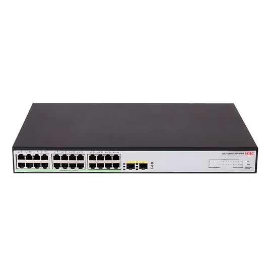 H3C S1600V2-26P-HPWR 24 Port Gigabit PoE Switch - 370W PoE Bütçesi, 2 SFP, L2 Yönetilebilir Rackmount Switch