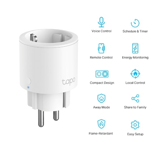 TP-LINK TAPO-P115-1P Mini Akıllı Wi-Fi Priz - Enerji İzleme, Uzaktan Kontrol, Zamanlayıcı, Tekli Paket, Sesli Kumanda