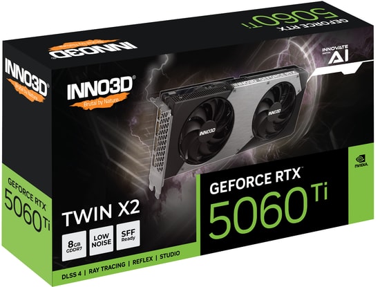Inno3D GeForce RTX 5060 Ti Twin X2 OC 8GB GDDR7 Ekran Kartı (N506T2-08D7X-193075N) - 128-Bit, 3xDP, HDMI, 180W, DLSS 4