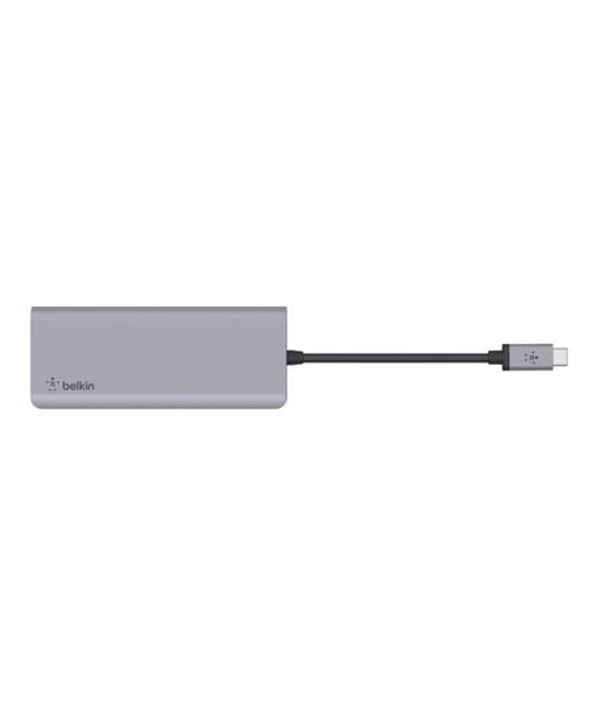 Belkin USB-C 7'si 1 Arada Dock Station (AVC009BTSGY) - 4K HDMI, 2xUSB-A 3.2, SD/MicroSD, 3.5mm Ses, Alüminyum Kasa