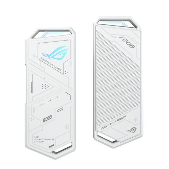 ASUS ROG Strix Arion ESD-S1C Beyaz M.2 NVMe SSD Kutusu - USB 3.2 Gen2 Type-C 10Gbps, Çift Yönlü Kablo, Alüminyum Kasa