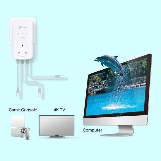 TP-Link TL-PA8033P KIT AV1300 Gigabit Powerline Adaptör - 3x Gbit Port, Passthrough Priz, 1300Mbps, MU-MIMO, 300m Menzil
