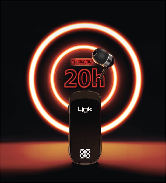 LinkTech V81 Makaralı Titreşimli Gri Mono Bluetooth Kulaklık (LPH-V81) - BT 5.2, LED, Çift Cihaz Bağlantı, 10m Menzil