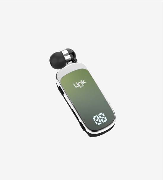 LinkTech V81 Makaralı Titreşimli Yeşil Mono Bluetooth Kulaklık (LPH-V81) - BT 5.2, LED, Çift Cihaz Bağlantı, 10m Menzil