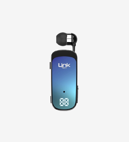 LinkTech V81 Makaralı Titreşimli Mavi Mono Bluetooth Kulaklık (LPH-V81) - BT 5.2, LED, Çift Cihaz Bağlantı, 10m Menzil