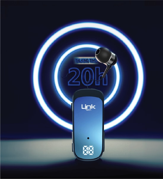 LinkTech V81 Makaralı Titreşimli Mavi Mono Bluetooth Kulaklık (LPH-V81) - BT 5.2, LED, Çift Cihaz Bağlantı, 10m Menzil
