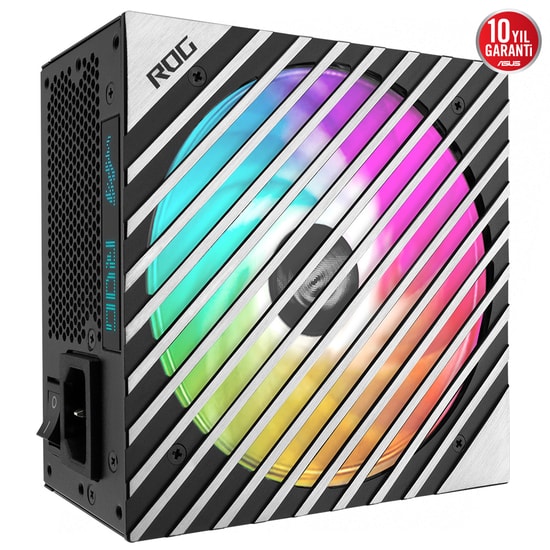 ASUS ROG LOKI 850W Beyaz 80+ Platinum Güç Kaynağı - 850W ATX 3.0, PCIe 5.0, Tam Modüler, ARGB Fan, Aktif PFC, 120 mm Fan