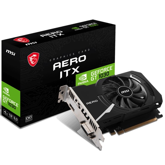 MSI GeForce GT 1030 AERO ITX 4GD4 OC Ekran Kartı (GT1030-AERO-4GD4OC) - 4GB GDDR4, 64 Bit, PCIe 3.0, 1430 MHz, HDMI, DVI