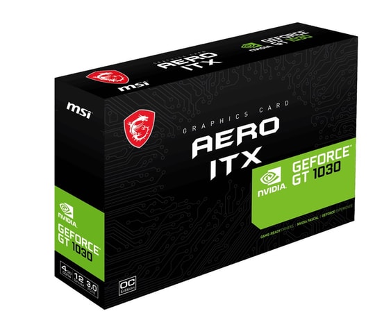 MSI GeForce GT 1030 AERO ITX 4GD4 OC Ekran Kartı (GT1030-AERO-4GD4OC) - 4GB GDDR4, 64 Bit, PCIe 3.0, 1430 MHz, HDMI, DVI