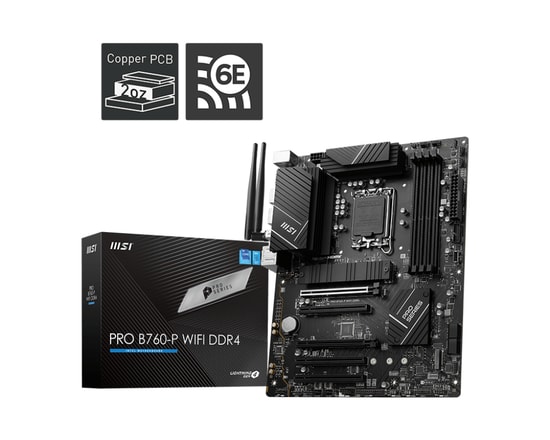 MSI PRO B760-P WIFI LGA 1700 DDR4 ATX Anakart - DDR4 5333MHz (OC), PCIe 4.0, Çift M.2, USB C 10Gbps, WiFi 6E, 2.5G LAN