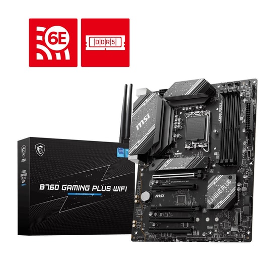 MSI B760 Gaming Plus WiFi LGA 1700 DDR4 ATX Anakart - DDR4 5333MHz (OC), PCIe 4.0, M.2, USB 3.2, WiFi 6E, 2.5G LAN