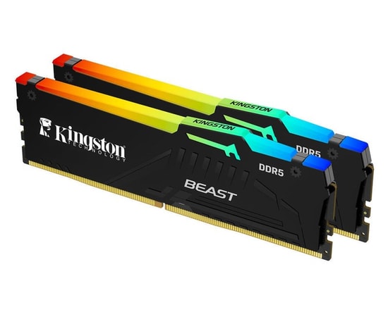 Kingston Fury Beast RGB 16GB (2x8GB) DDR5 6000MHz Bellek (KF560C36BBEAK2-16TR) - CL36, EXPO, XMP, Alüminyum Soğutuculu