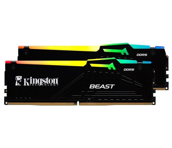 Kingston Fury Beast RGB 64GB (2x32GB) DDR5 6000MHz Bellek (KF560C36BBEAK2-64TR) - CL36, EXPO, XMP, Alüminyum Soğutuculu