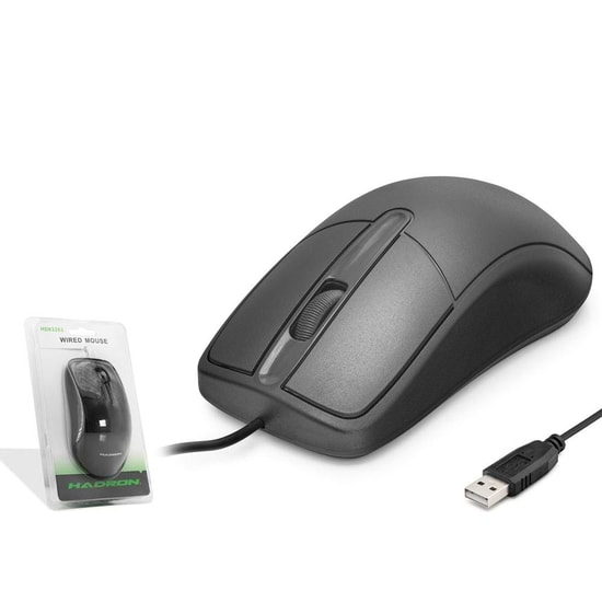 Hadron HDX3261 USB Kablolu Optik Mouse (Siyah) NT-117247 - Optik Sensör, Ergonomik Tasarım, Sessiz Tıklama, 1600 DPI