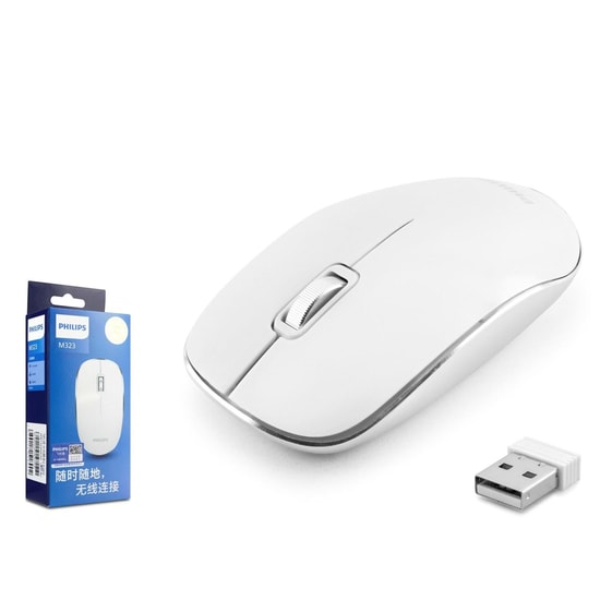 Nettech Philips M323 Beyaz Kablosuz Optik Mouse (NT-117244) - Sessiz 3 Tuşlu Ergonomik Tasarım, 1200 DPI Genel Kullanım