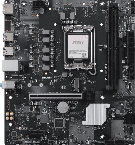 MSI PRO H810M-E LGA1851 DDR5 MicroATX Anakart - Intel H810, DDR5 6400MHz(OC), 1xM.2, USB 5Gbps, HDMI, DP, 2.5G LAN