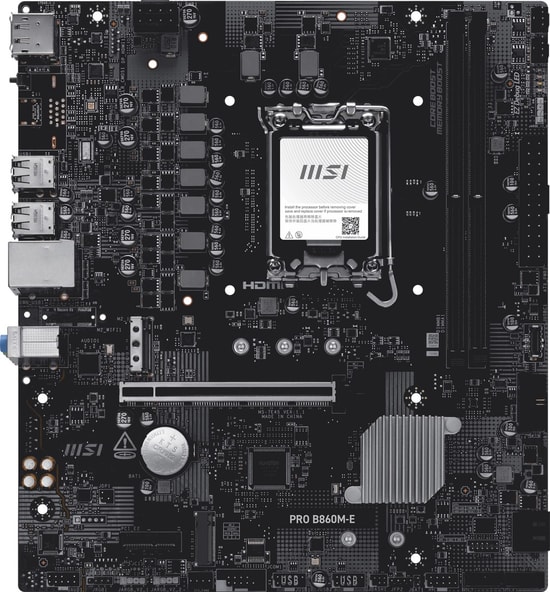 MSI PRO B860M-E LGA1851 DDR5 MicroATX Anakart - DDR5 9066MHz(OC), 5G LAN, Çift M.2, HDMI 2.1, DisplayPort 1.4