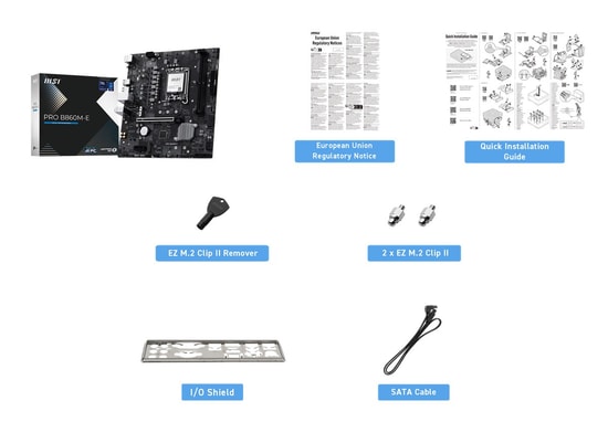 MSI PRO B860M-E LGA1851 DDR5 MicroATX Anakart - DDR5 9066MHz(OC), 5G LAN, Çift M.2, HDMI 2.1, DisplayPort 1.4