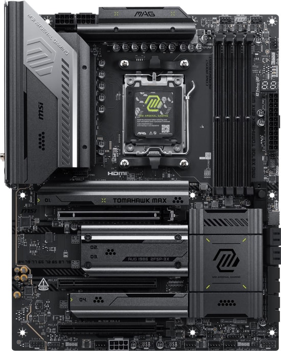 MSI MAG X870E Tomahawk MAX WiFi AM5 DDR5 ATX Anakart - 8400MHz(OC), 4xM.2, USB4 40Gbps, WiFi 7, 5G LAN, HDMI, DP, RGB