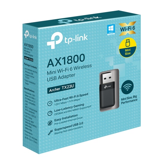 TP-Link Archer TX23U AX1800 Çift Bant WiFi 6 USB Adaptör - 1800Mbps, MU-MIMO, OFDMA, WPA3, USB 3.0, Tak Çalıştır