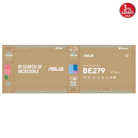 ASUS BE279QFK 27" Full HD 100Hz 5ms IPS Kurumsal Pivot Monitör - 1920x1080, 250nit, 2MP Webcam, 4W Hoparlör, HDMI, DP