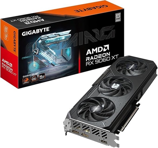 GIGABYTE RX 9060 XT Gaming OC 16GB GDDR6 Ekran Kartı (GVR9060XTGAMOC16GD) - 128 Bit, RDNA 4, HDMI, DP, WINDFORCE Soğutma