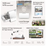 TP-LINK TAPO-H500 Akıllı HomeBase Hub - Dahili 16GB eMMC, 2.5" HDD/SSD Yuvası, AI Algılama, 16 Kamera 64 Sensör Desteği
