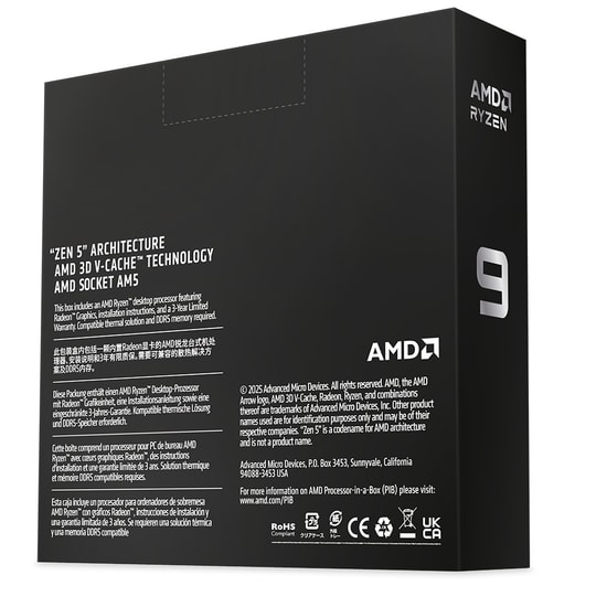 AMD Ryzen 9 9950X3D2 Dual Edition 5.6GHz AM5 İşlemci (100-100001978WOF) - Fansız, Kutulu, 16 Çekirdek, 192MB Cache, 200W