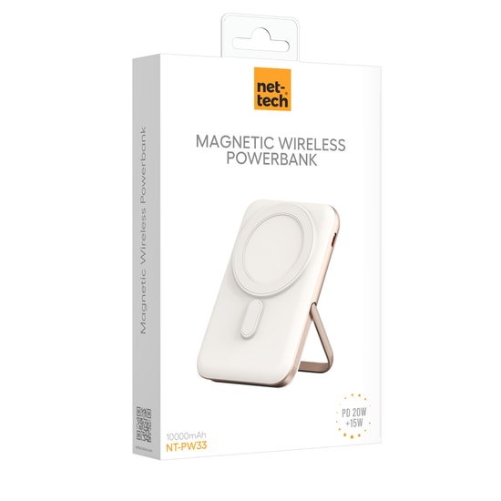 Nettech NT-PW33 Krem 10000mAh MagSafe Powerbank (NT-PW33 KREM) - 15W+20W PD Hızlı Şarj, Kablosuz Şarj, Type-C Giriş
