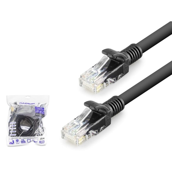 Hadron HDX5074 CAT6 Ethernet Kablosu 1.5 Metre Siyah - 1000Mbps, 250MHz, RJ45 Konnektör, Plastik Yapı, Patch Kablo
