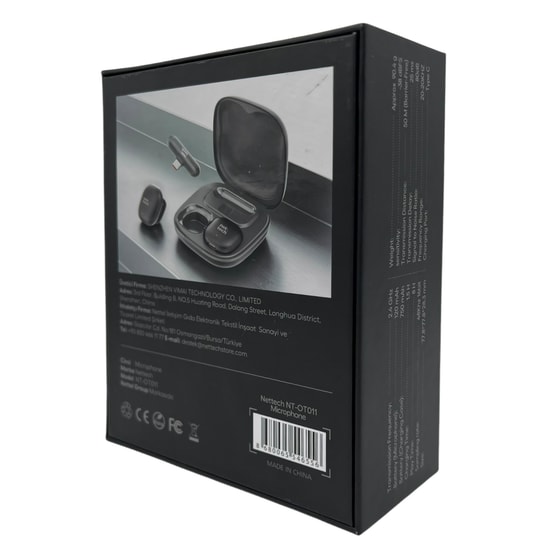 Nettech NT-OT011 Siyah Type-C Kablosuz Yaka Mikrofonu - Aktif Gürültü Engelleme ANC, Tak Çalıştır, HD Ses Kaydı