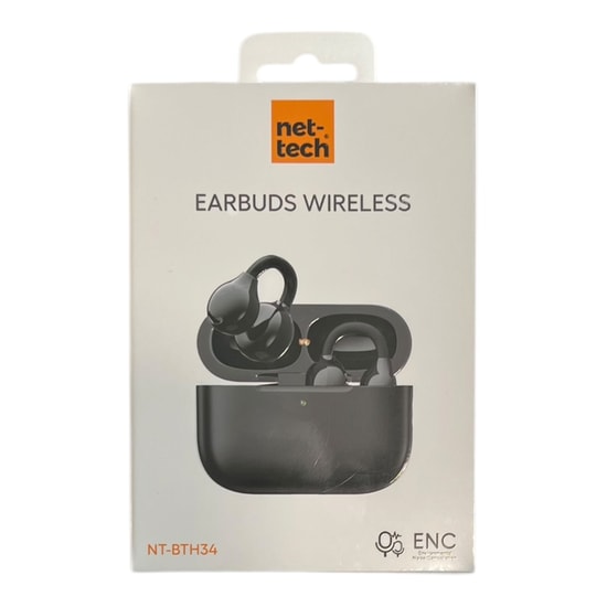 Nettech NT-BTH34 Siyah Bluetooth Kulaklık (NT-116022) - TWS Open Ear, ENC Gürültü Engelleme, Dokunmatik Kontrol, Mikrofo