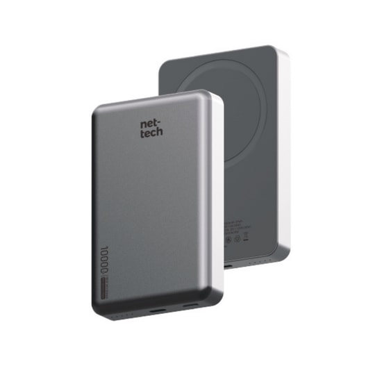 Nettech NT-PW42 Gri 10000mAh Magsafe Powerbank (NT-PW42 GRI) - 20W PD Hızlı Şarj, Type-C, Led Göstergeli, Taşınabilir