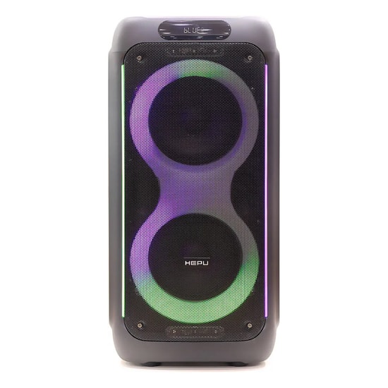 Hepu HP-939 Party Box Kablosuz Bluetooth Hoparlör (Siyah) - 80W RMS Güç, 2x8u0022 Woofer, RGB, USB ve Karaoke Desteği