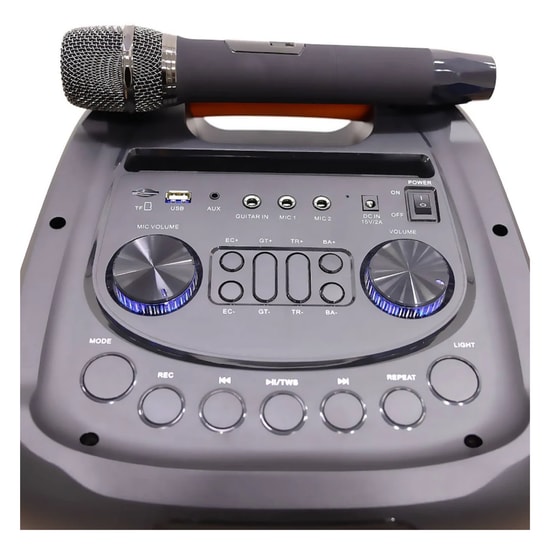 Hepu HP-939 Party Box Kablosuz Bluetooth Hoparlör (Siyah) - 80W RMS Güç, 2x8u0022 Woofer, RGB, USB ve Karaoke Desteği