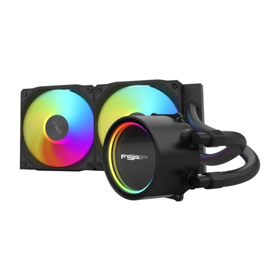 FSP AE24-B SIYAH 240mm ARGB Sıvı Soğutucu - Dual 120mm Fan, 2300 RPM, 81.7 CFM, Intel 1700/1851 ve AMD AM4/AM5 Uyumlu