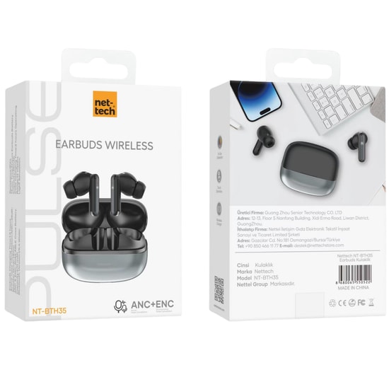 Nettech NT-BTH35 Siyah Kulakiçi Bluetooth Kulaklık (NT-115647) - ANC Gürültü Engelleme, Dokunmatik Kontrol, Mikrofonlu