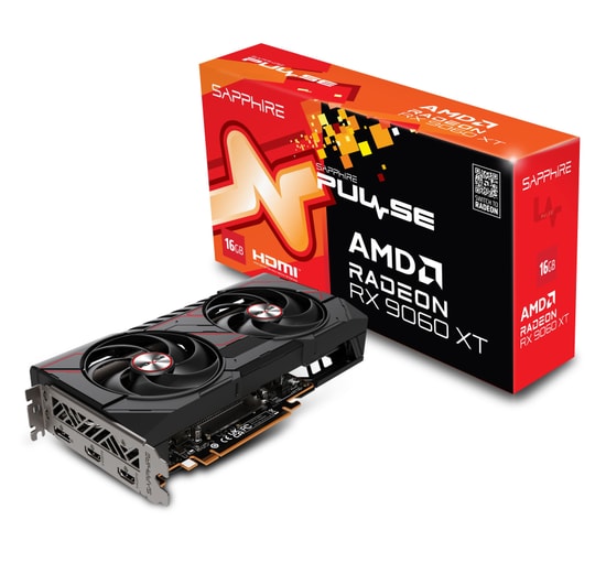 Sapphire Pulse Radeon RX 9060 XT 16GB GDDR6 (11350-03-20G) - 128 Bit, RDNA 4.0, PCIe 5.0, 170W, Dual HDMI/DP