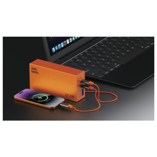 Nettech NT-PW43 Turuncu 22.5W Hızlı Şarj 10000mAh Powerbank (NT-115648) - 4 Çıkışlı, PD Hızlı Şarj, Uçuşa Güvenli