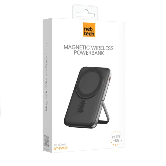 Nettech NT-PW33 Gri 10000mAh Magsafe Powerbank (NT-PW33 GRI) - 15W+20W PD Hızlı Şarj, Kablosuz Şarj, Type-C, Alüminyum